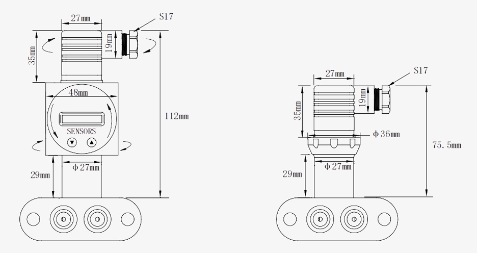 Water differential pressure sensor dimension