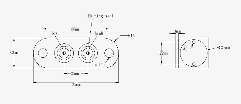 Water differential pressure sensors dimension