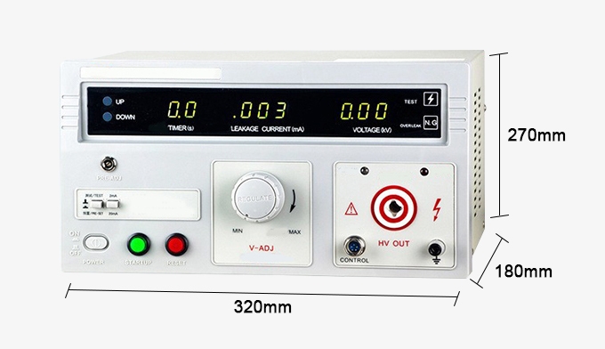 Withstand voltage tester size
