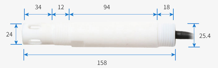 PTFE pH electrode dimension