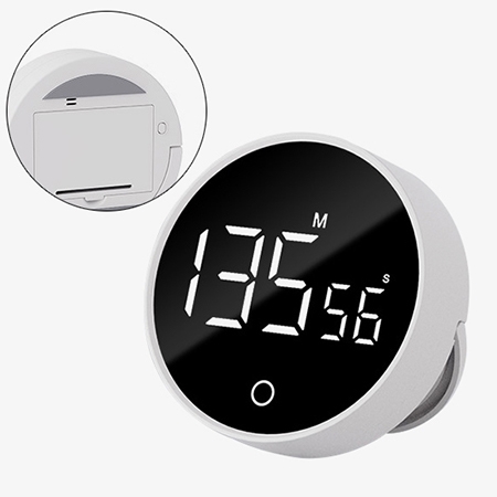Rotating digital kitchen timer holder and magnet design