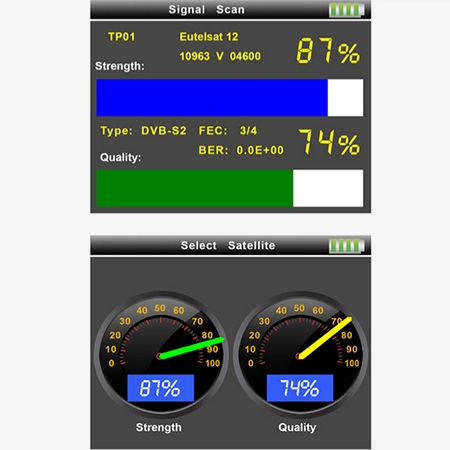 Satellite tv finder compatible with S2/T2 signal