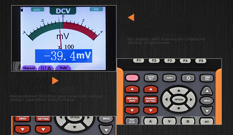 Detail of single channel handheld oscilloscope