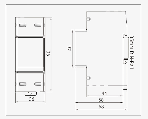 Single phase lcd dispaly digital energy meter dimension