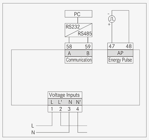Single phase digital kwh energy meter wiring