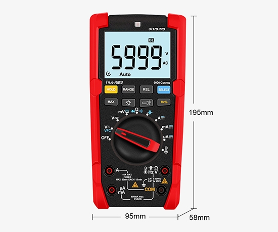 True rms digital multimeter size