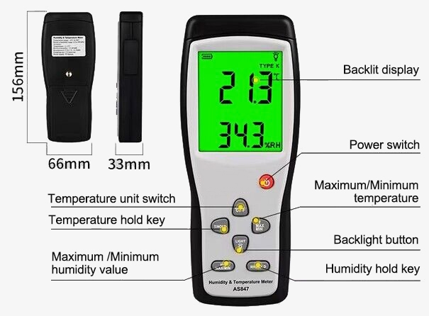 Smart digital thermo hygrometer dimension