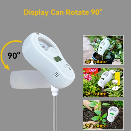 Soil tester display can rotate 90 degrees