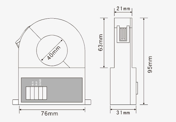 Split core current transformer 40mm dimension