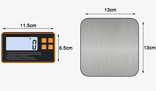 Split type digital kitchen scale dimension