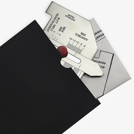Stainless steel fillet weld gauge laser markings