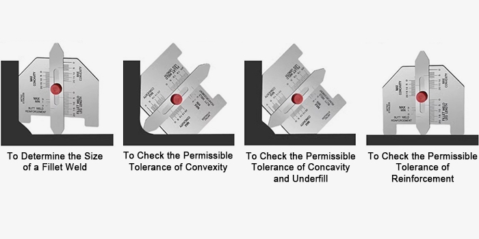 Stainless steel fillet weld gauge measuring methods