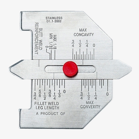 Stainless steel fillet weld gauge thickened materials
