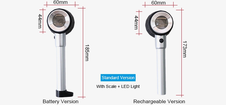 Standard handheld magnifying glass with scale