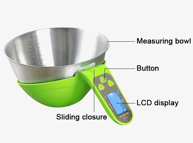 Digital kitchen scale with bowl structure