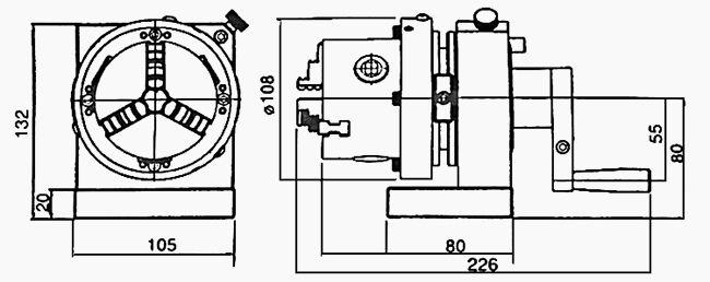 Three jaw chuck concentricity tester dimension