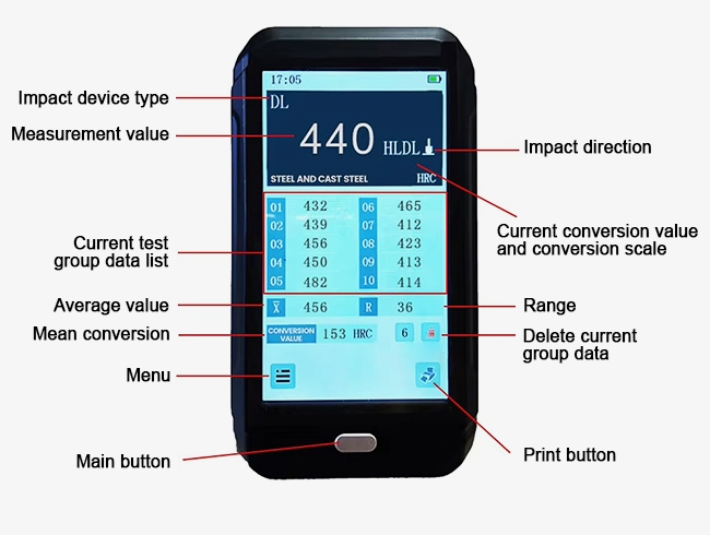 Touch screen leeb hardness tester interface introduction