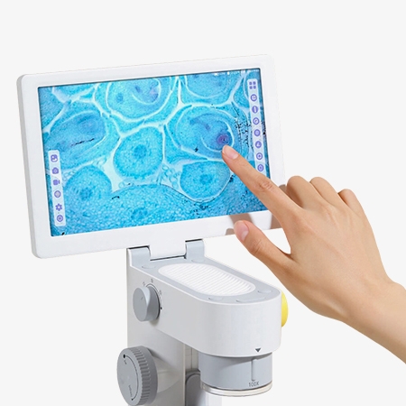 Touchscreen electron biological microscope foldable screen
