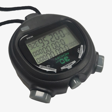 Triple-row 30-lap stopwatch lanyard