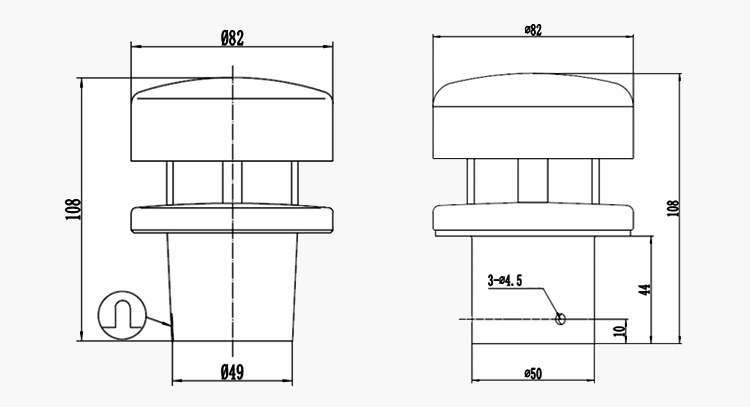 Dimension of 40 m/s Ultrasonic Anemometer