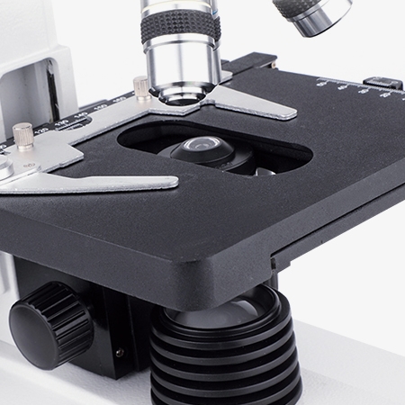 Upright fluorescence microscope mechanical stage