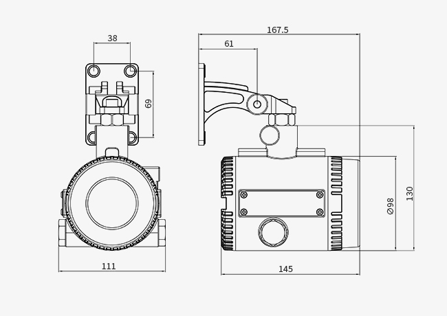 UV IR flame detector dimension