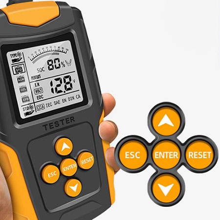 Vehicle battery tester button detail