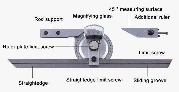 Vernier bevel protractor details