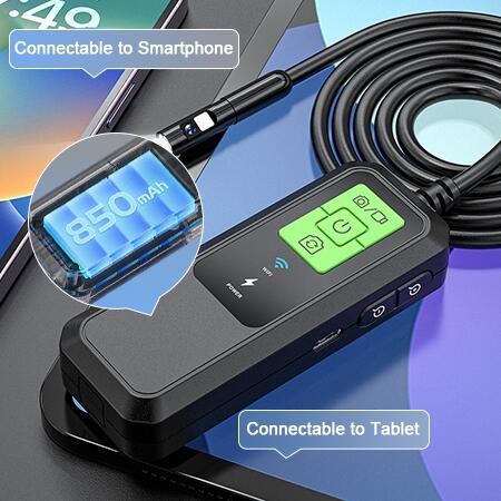WiFi industrial endoscope connections and battery