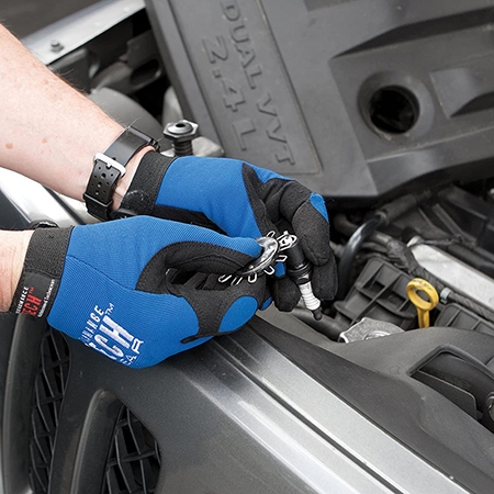 Wire spark plug gap tool detail