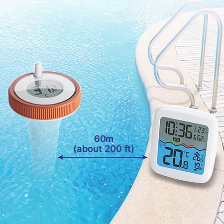 Wireless floating pool thermometer up to 60m transmission distance