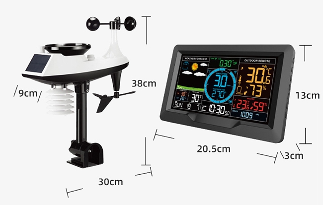 Wireless home weather station dimension