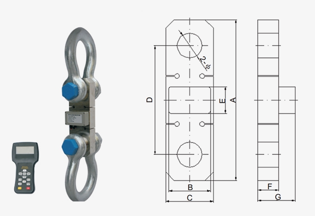 Wireless waterproof dynamometer size
