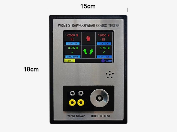 Wrist strap and footwear tester dimension