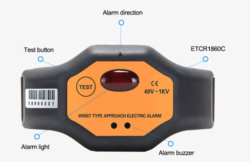Wrist type high voltage detector with alarm